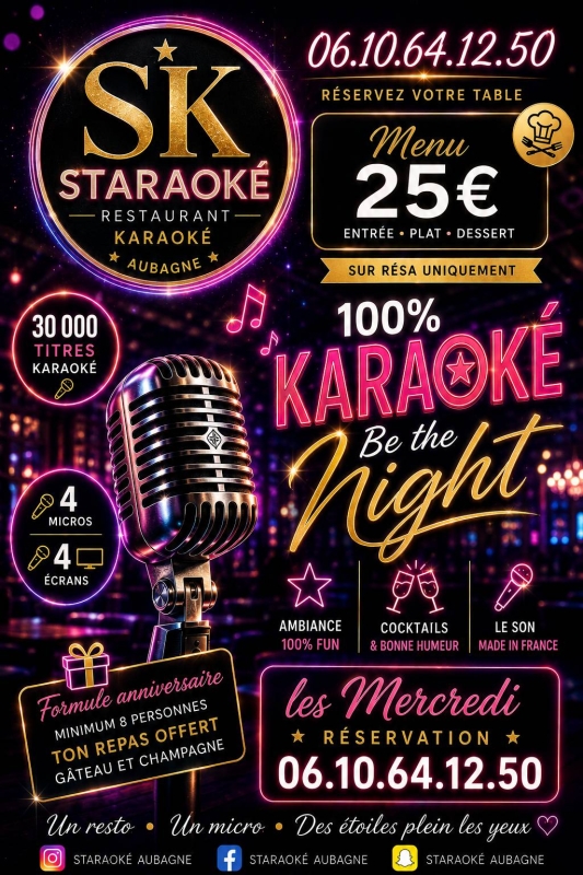 La Carte - Le Staraoké - Restaurant Aubagne - restaurant dansant aubagne